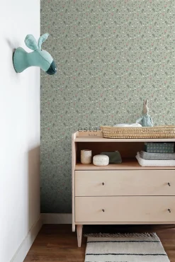 ESTAhome papier peint fleurs vert grisé - 53 cm x 10.05 m - 139287