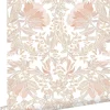 ESTAhome papier peint fleurs vintage de style art nouveau sable beige et terracotta claire - 53 cm x 10.05 m - 139613