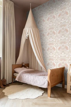ESTAhome papier peint fleurs vintage de style art nouveau sable beige et terracotta claire - 53 cm x 10.05 m - 139613