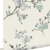 ESTAhome papier peint fleurs de cerisier beige et violet - 53 cm x 10.05 m - 148715