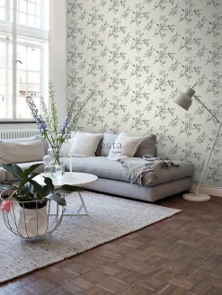 ESTAhome papier peint fleurs de cerisier beige et violet - 53 cm x 10.05 m - 148715
