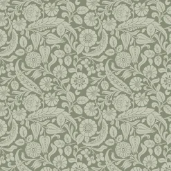 ESTAhome papier peint fleurs vert olive grisé - 50 x 900 cm - 139784