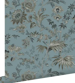 ESTAhome papier peint fleurs vintage vintage bleu - 50 x 900 cm - 139402