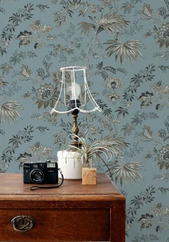ESTAhome papier peint fleurs vintage vintage bleu - 50 x 900 cm - 139402