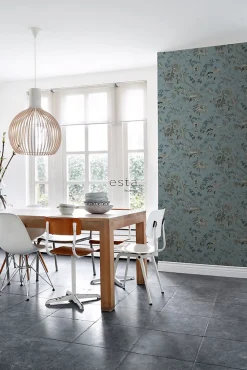 ESTAhome papier peint fleurs vintage vintage bleu - 50 x 900 cm - 139402