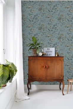 ESTAhome papier peint fleurs vintage vintage bleu - 50 x 900 cm - 139402
