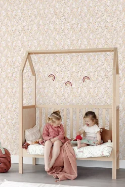 ESTAhome papier peint fleurs rose clair et beige - 53 cm x 10.05 m - 139533