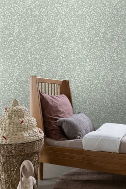 ESTAhome papier peint fleurs vert menthe - 50 x 900 cm - 139879