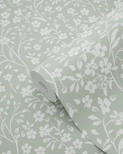 ESTAhome papier peint fleurs vert menthe - 50 x 900 cm - 139879