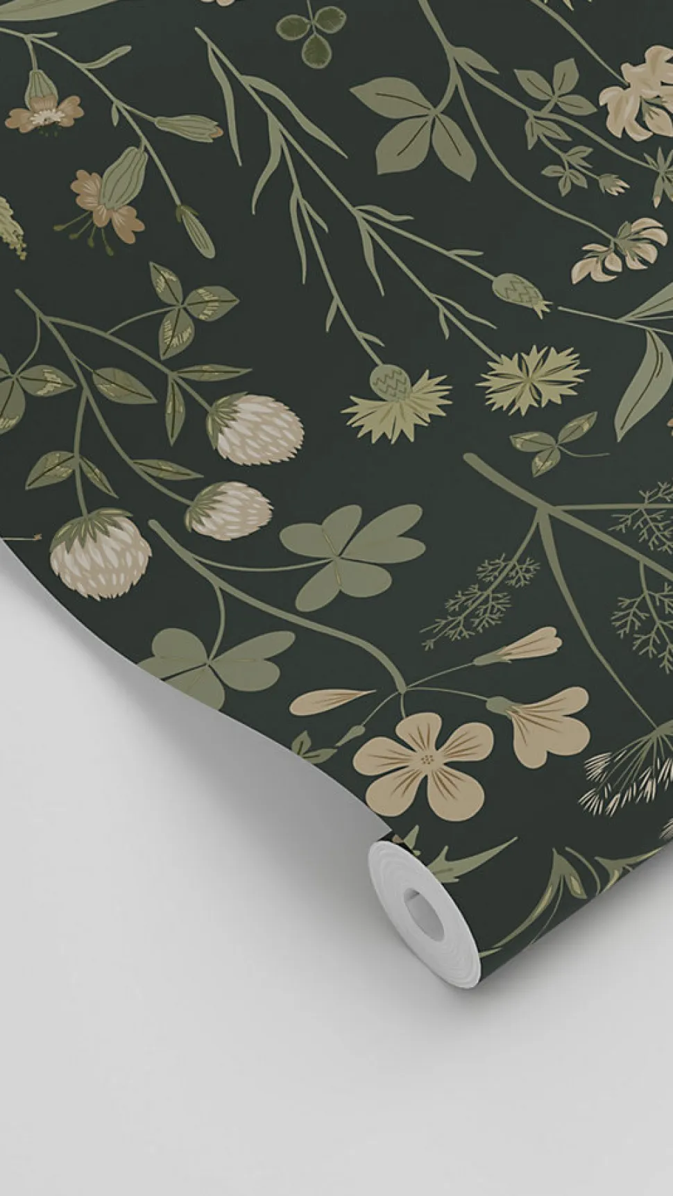 ESTAhome papier peint fleurs des champs vert foncé - 50 x 900 cm - 139843