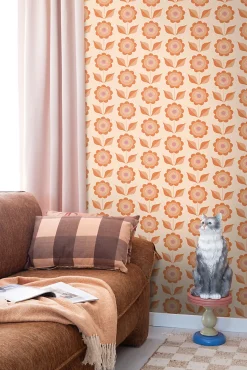ESTAhome papier peint fleurs orange - 50 x 900 cm - 130977