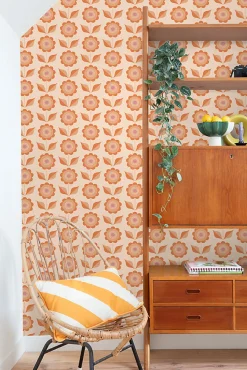 ESTAhome papier peint fleurs orange - 50 x 900 cm - 130977