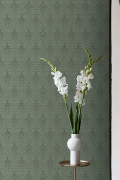 ESTAhome papier peint forme graphique vert grisé - 50 x 900 cm - 139636