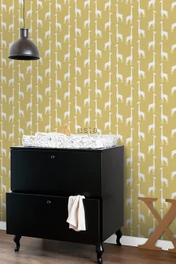 ESTAhome papier peint girafes jaune ocre - 53 cm x 10.05 m - 139059