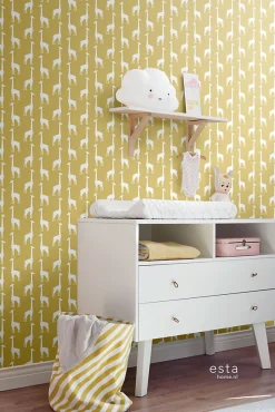 ESTAhome papier peint girafes jaune ocre - 53 cm x 10.05 m - 139059
