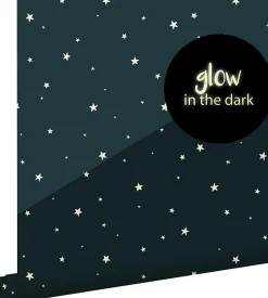 ESTAhome papier peint glow-in-the-dark étoiles fluorescentes bleu foncé - 53 cm x 10.05 m - 139262