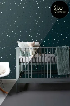 ESTAhome papier peint glow-in-the-dark étoiles fluorescentes bleu foncé - 53 cm x 10.05 m - 139262