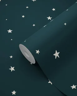 ESTAhome papier peint glow-in-the-dark étoiles fluorescentes bleu foncé - 53 cm x 10.05 m - 139262