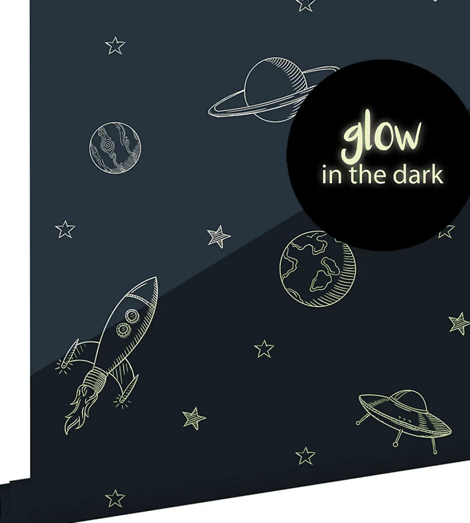 ESTAhome papier peint glow-in-the-dark Univers bleu foncé - 53 cm x 10.05 m - 139761