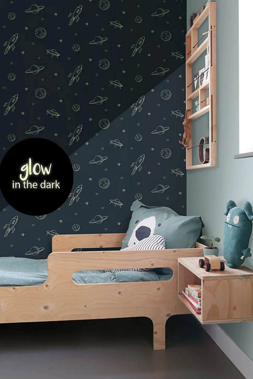 ESTAhome papier peint glow-in-the-dark Univers bleu foncé - 53 cm x 10.05 m - 139761