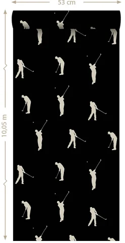 ESTAhome papier peint golfeurs noir - 53 cm x 10.05 m - 115643