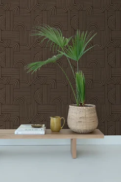 ESTAhome papier peint graphique 3D brun foncé - 50 x 900 cm - 139940