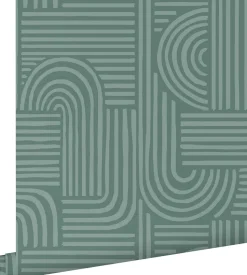 ESTAhome papier peint graphique 3D vert pétrole - 50 x 900 cm - 139937