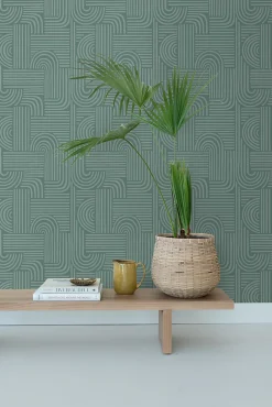 ESTAhome papier peint graphique 3D vert pétrole - 50 x 900 cm - 139937