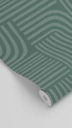 ESTAhome papier peint graphique 3D vert pétrole - 50 x 900 cm - 139937