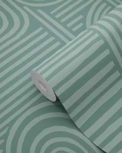 ESTAhome papier peint graphique 3D vert pétrole - 50 x 900 cm - 139937