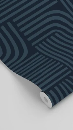 ESTAhome papier peint graphique 3D bleu foncé - 53 cm x 10.05 m - 139939