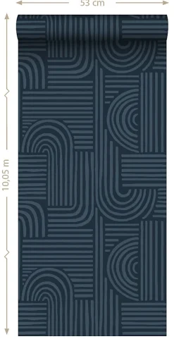 ESTAhome papier peint graphique 3D bleu foncé - 53 cm x 10.05 m - 139939
