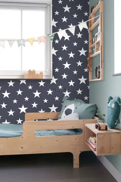 ESTAhome papier peint grandes et petites étoiles bleu foncé - 53 cm x 10.05 m - 138933