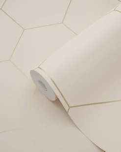ESTAhome papier peint hexagone rose pêche clair - 53 cm x 10.05 m - 139226