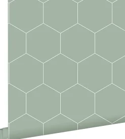 ESTAhome papier peint hexagone vert grisé et blanc - 53 cm x 10.05 m - 139227