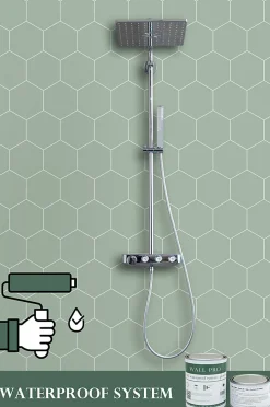 ESTAhome papier peint hexagone vert grisé et blanc - 53 cm x 10.05 m - 139227