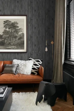 ESTAhome papier peint imitation bois noir et marron - 53 cm x 10.05 m - 128841