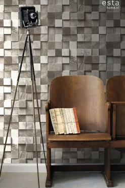 ESTAhome papier peint imitation bois en 3D marron - 53 cm x 10.05 m - 138530