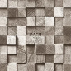 ESTAhome papier peint imitation bois en 3D marron - 53 cm x 10.05 m - 138530