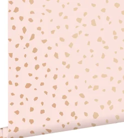 ESTAhome papier peint imitation terrazzo rose clair et or rose - 53 cm x 10.05 m - 139199