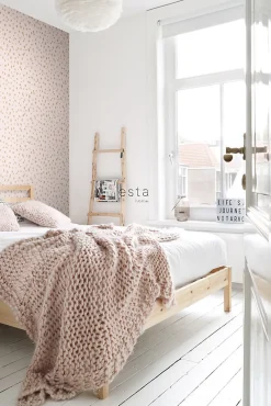 ESTAhome papier peint imitation terrazzo rose clair et or rose - 53 cm x 10.05 m - 139199