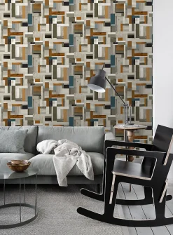 ESTAhome papier peint imitation bois gris, marron et bleu gris - 53 cm x 10.05 m - 138515