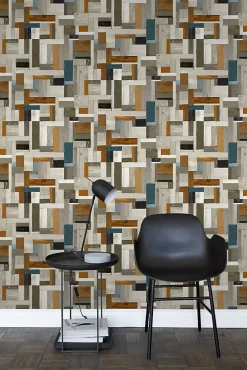 ESTAhome papier peint imitation bois gris, marron et bleu gris - 53 cm x 10.05 m - 138515