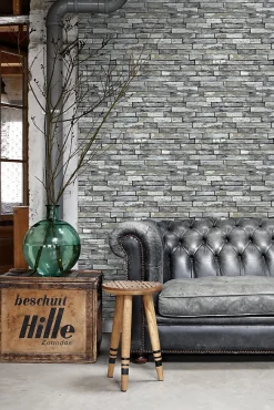 ESTAhome papier peint imitation bois gris et jaune foncé - 53 cm x 10.05 m - 138242