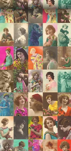 ESTAhome papier peint intissé XXL cartes postales vintage multicolore - 50 x 900 cm - 158102