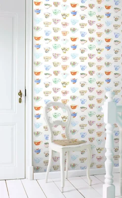 ESTAhome papier peint intissé XXL tasses peintes multicolore - 50 x 900 cm - 158110