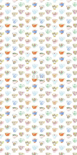 ESTAhome papier peint intissé XXL tasses peintes multicolore - 50 x 900 cm - 158110