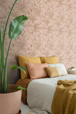 ESTAhome papier peint intissé XXL jungle rose pêche - 50 x 837 cm - 158943