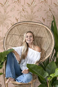 ESTAhome papier peint intissé XXL jungle rose pêche - 50 x 837 cm - 158943
