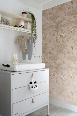 ESTAhome papier peint intissé XXL jungle rose pêche - 50 x 837 cm - 158943